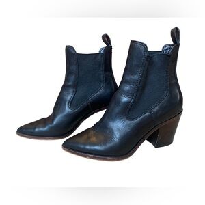 Dolce Vita Black Leather Block Heel Western Cowboy Ankle Boot 8.5